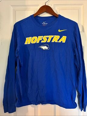 Nike Royal Blue Hofstra Long Sleeve Tee with Yellow Accents